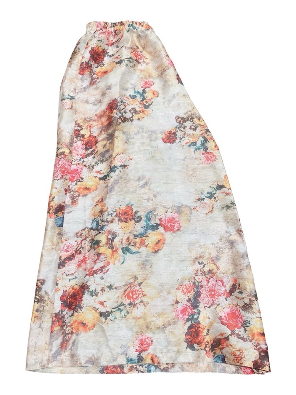 Floral Maxi Skirt in Cream and Pink